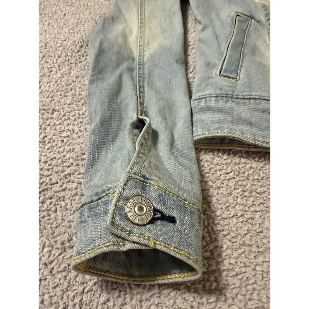 LulaRoe Denim Jacket Women's XS Embroidered Harvey Design Southwestern Aztec - Picture 2 of 11